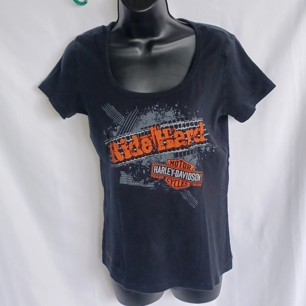 Harley-Davidson Motorcycles Ride Hard V Neck Shirt Size M Women’s